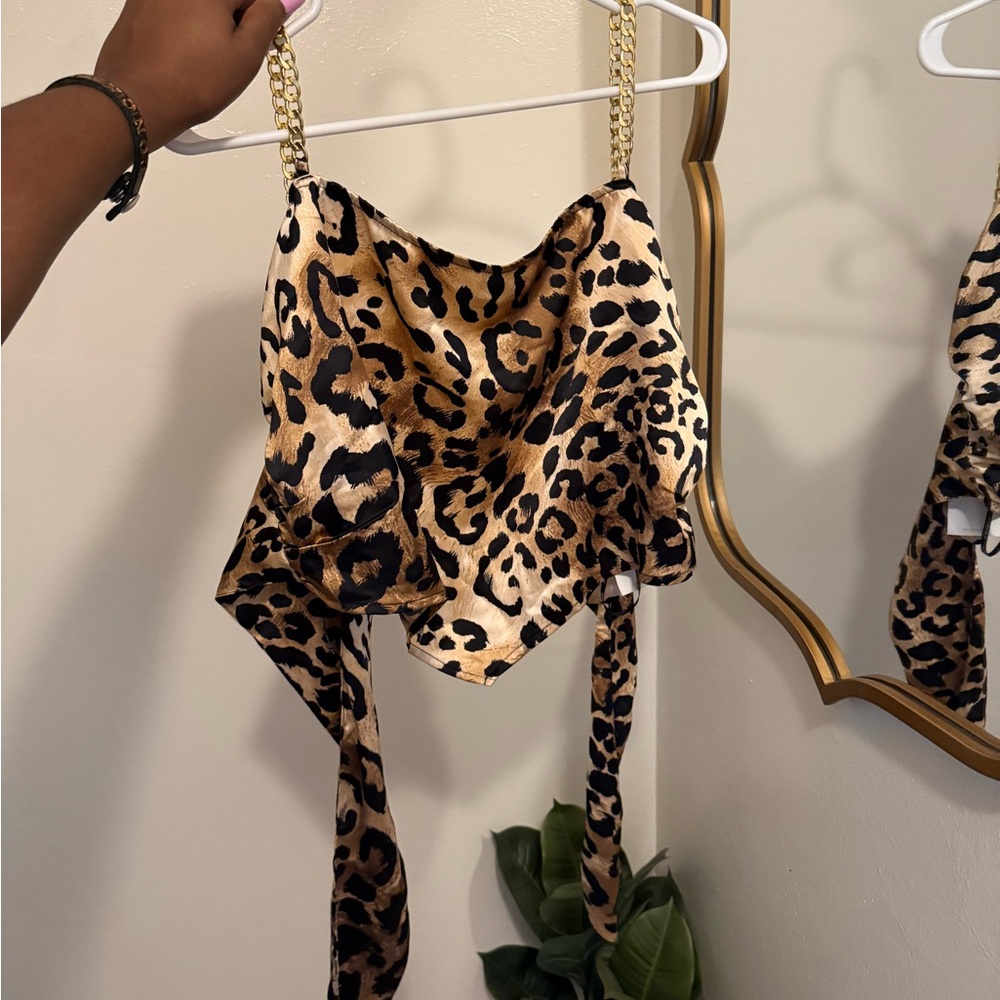 Forever 21 Leopard Print Camisole with Gold Chain Straps
